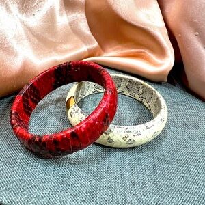 Genuine Snake Skin Bangles sold as a set in Great Condition. Amazing Looking.